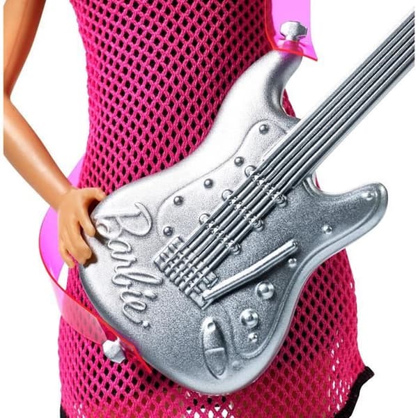 Barbie Occupations Doll Rockstar, musiker med silvergitarr och extra kläder och tillbehör, leksak för barn 1074