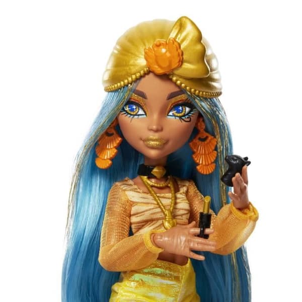 Monster High Monster Secrets Box, Cleo De Nile Doll, Iridescent Look Series, med kistskåp 21+ tillbehör, ålder 4+, HNF76