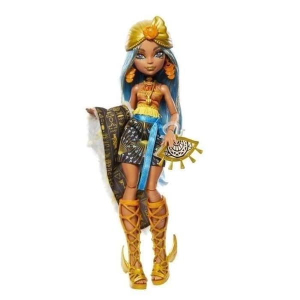 Monster High Monster Secrets Box, Cleo De Nile Doll, Iridescent Look Series, med kistskåp 21+ tillbehör, ålder 4+, HNF76