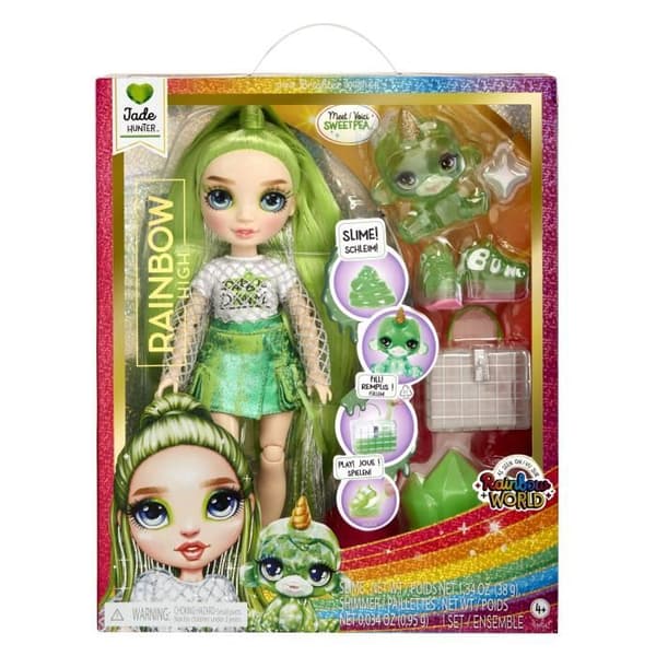 Rainbow High Fashion Doll with Slime Kit och Pet - Jade (Grön) - 28cm Glitter Doll with Slime Kit