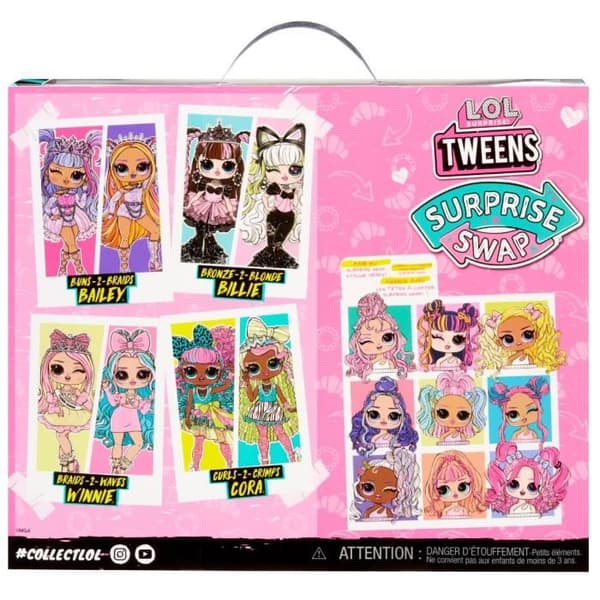 LOL. Surprise Tweens Surprise Swap Fashion Doll- Bronze-2-Blonde Billie - 1 Tweens docka 17 cm, 1 mini stylinghuvud och tillbehör