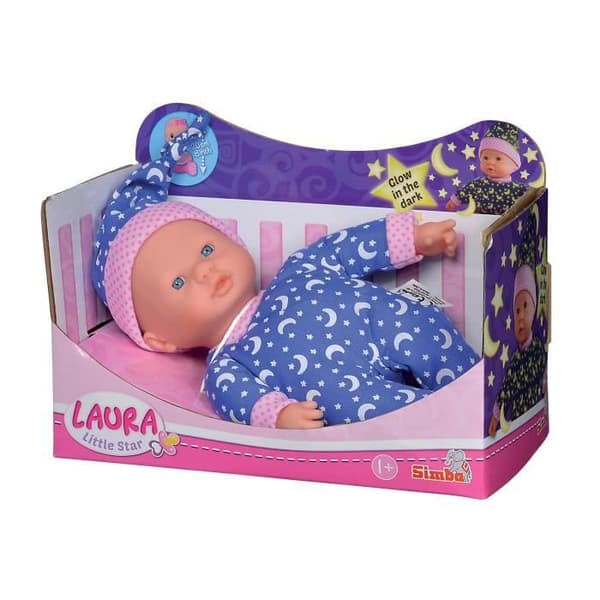 Fosforescerande Laura docka 20cm - Simba - Mjuk kropp och stjärnklar pyjamas
