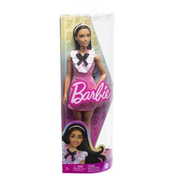 Barbie Fashionistas 209 med svart hår och rutig klänning - Docka - BARBIE - HJT06 - BARBIE DOCKA