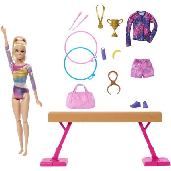 Barbie - Gymnastik - Set med docka och mer än 10 tillbehör
