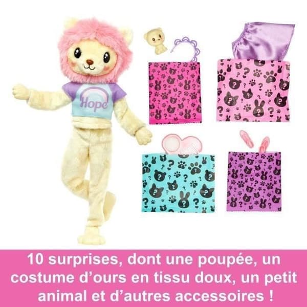 Barbie® Barbie Doll Cutie Reveal Lion Comfort T-shirt - Modedocka - från 3 år och uppåt