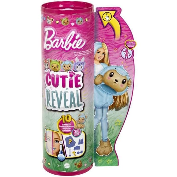 Docka med Barbie-Cutie Reveal-kostymtema, Delfinbjörn HRK25