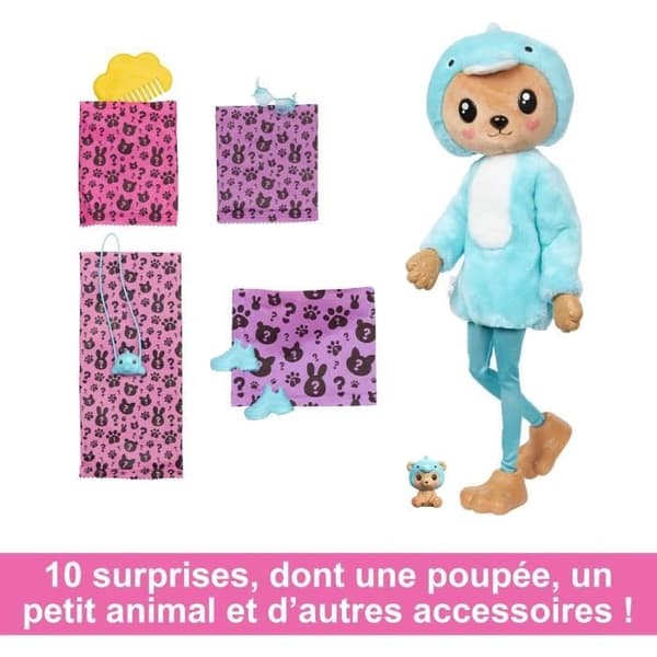 Docka med Barbie-Cutie Reveal-kostymtema, Delfinbjörn HRK25