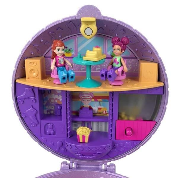 Coffret Boule Disco - POLLY POCKET - HCG24 - 4 Spelutrymmen - 2 Mini-Figurer - Flerfärgad