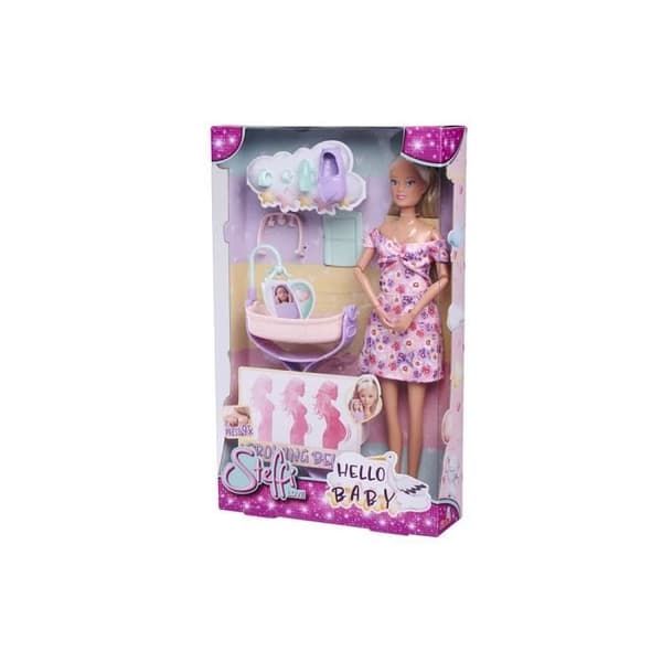 Smoby - Steffi Love - Future Mom - Gravid skyltdocka (29cm) - Babytillbehör - Knapp för att förstora magen