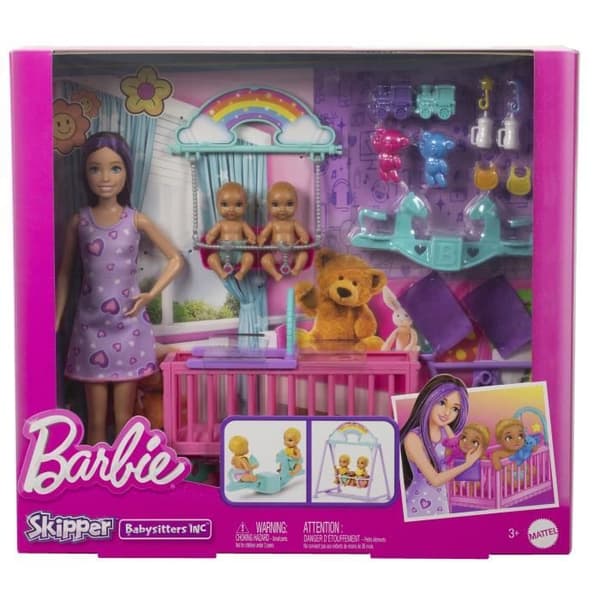 Barbie-The Twins' Room-Skipper box set, bebisar och tillbehör HXM99