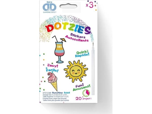 DIAMOND DOTS kreativt sett for diamantmaling SUNSHINE, 3 klistremerker, DTZ12.040
