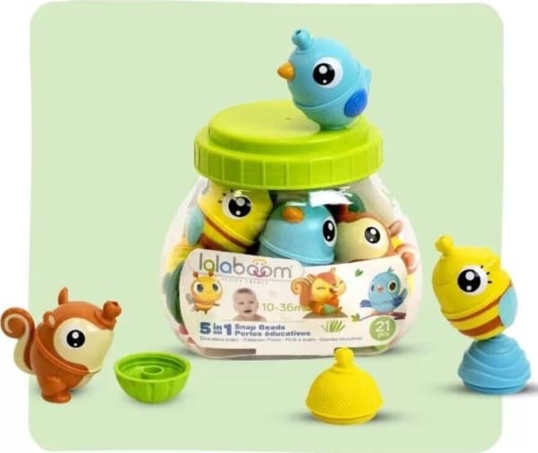 LALABOOM bucket with farm animal beads and accessories, 19 pcs., BL221