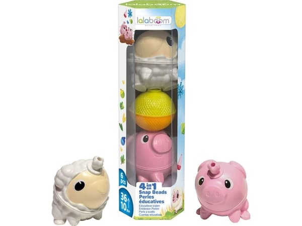 LALABOOM beads-animals, sheep and pig, 6 pcs., BL313