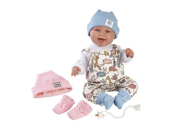 Llorens Llorens 84481 Leende babydukke 44 cm Tala/Talo hatter + sokker i to farger