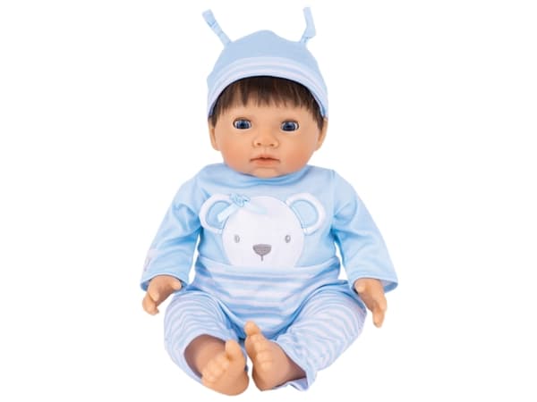 TINY TREASURES, Blue Bear Doll, Brown Hair