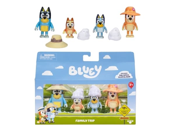 BLUEY Holiday Figure 4pk Family Trip