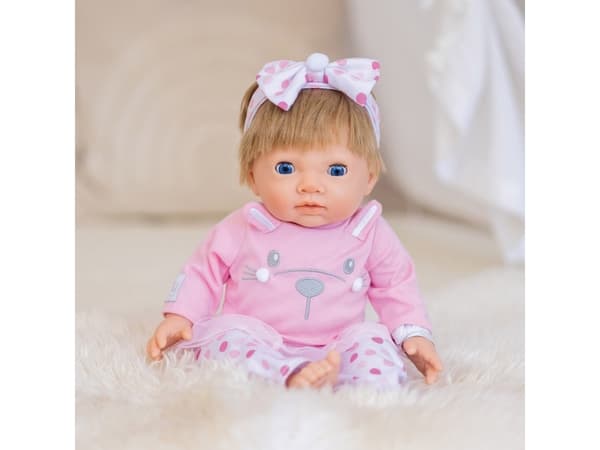 TINY TREASURES, Pink Bunny Baby, Blonde Hair Doll