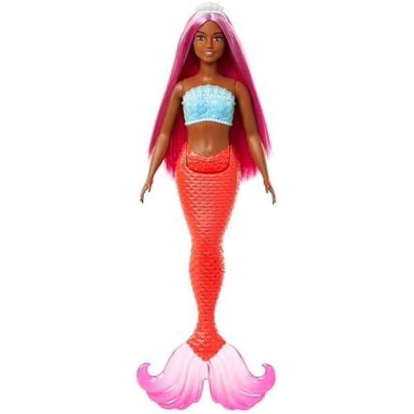 Barbie sjöjungfrudockor med fantasihår och pannband, sjöjungfruleksaker med skalinspirerade byster och fenor
