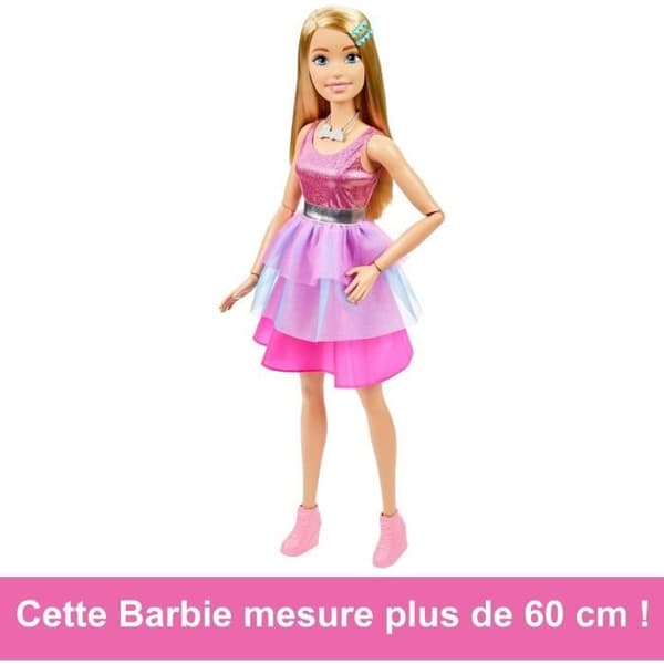 Barbie Mycket stor blond docka 71 cm, iriserande rosa klänning, Barbie Fashionista Från 3 år, HJY02