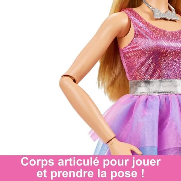 Barbie Mycket stor blond docka 71 cm, iriserande rosa klänning, Barbie Fashionista Från 3 år, HJY02