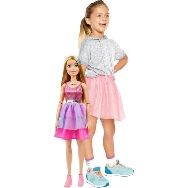 Barbie Mycket stor blond docka 71 cm, iriserande rosa klänning, Barbie Fashionista Från 3 år, HJY02