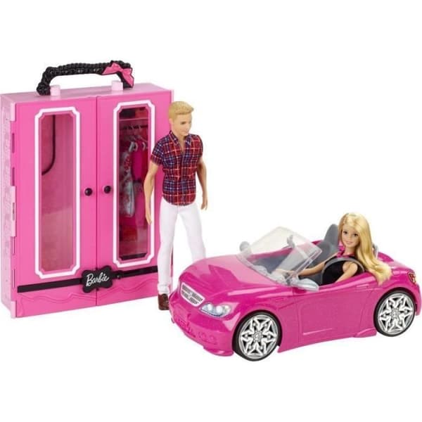 Barbie Doll - Barbie - GVK05 - Garderob + Cabriolet - Presentset - 2 dockor