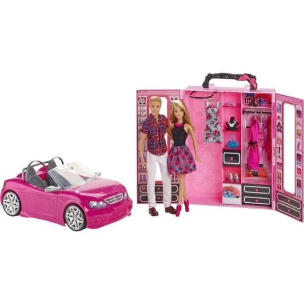 Barbie Doll - Barbie - GVK05 - Garderob + Cabriolet - Presentset - 2 dockor