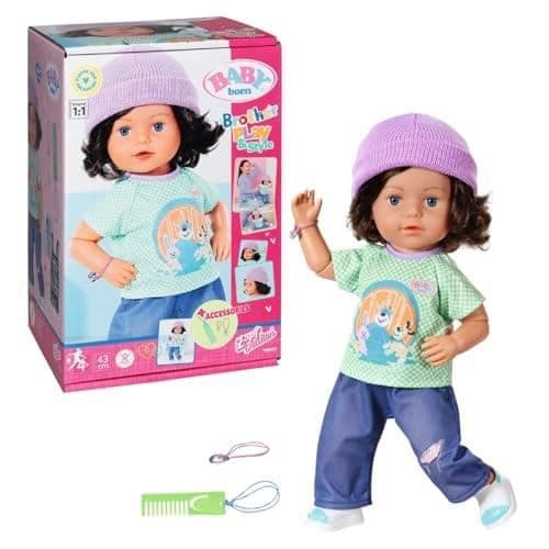 Docka - ZAPF CREATION - BABY BORN BROR LEKSTIL 835418 - 43cm - 7 realistiska funktioner - 5 tillbehör