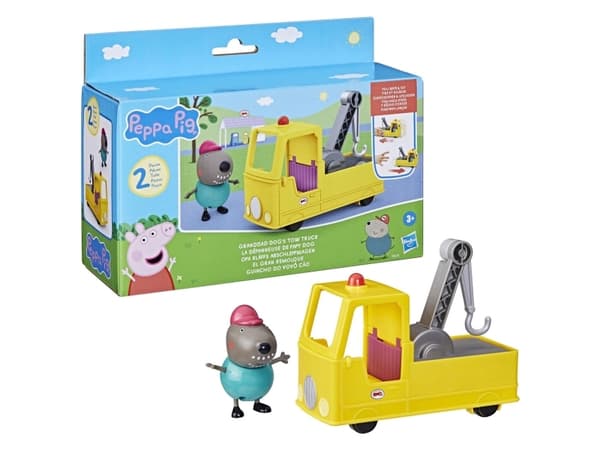 Peppa Pig Granddad Dog&#039;s Tow Truck Construction Vehicle and Figure Set, Preschool Toys for Boys and Girls 3 Years and Up