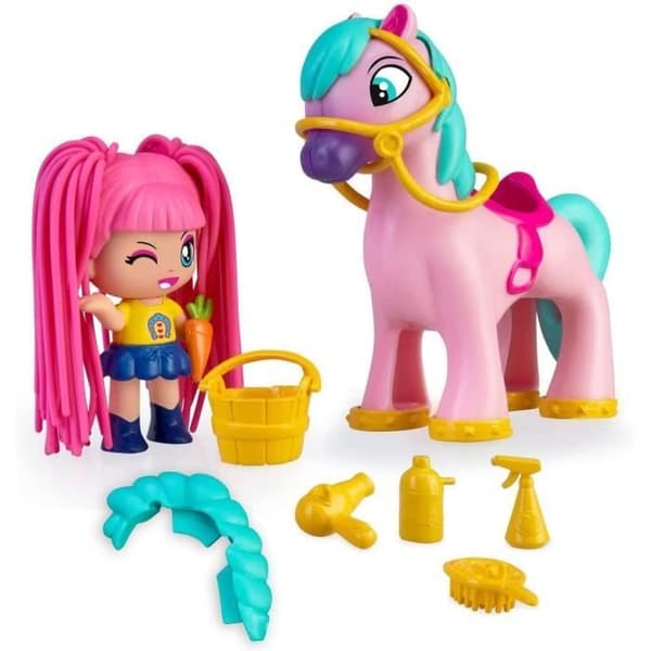 Pinypon-docka - FAMOSA - Med ponny - Rosa - Stimulerar fantasin - 4 år och uppåt