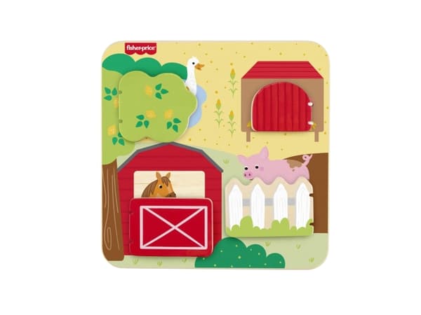 Fisher Price Wood Farm Animals Busy Board CDU