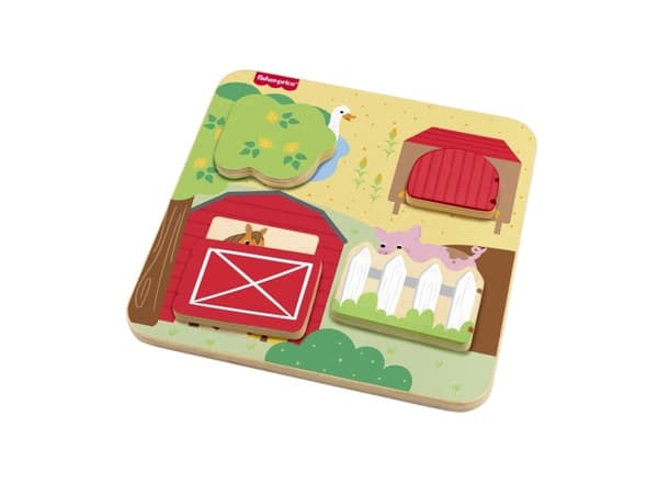 Fisher Price Wood Farm Animals Busy Board CDU