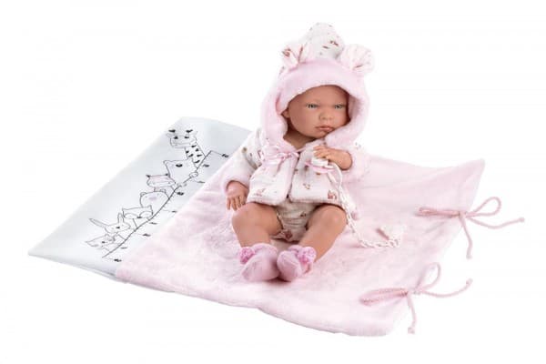 Llorens 73898 Vinyl Bobas doll 40 cm Nica with pink blanket