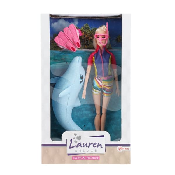 Lauren Deluxe Teen Doll Diver med glitterdelfin