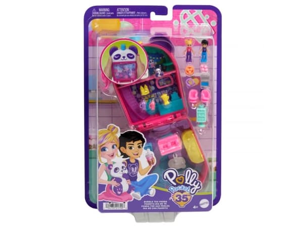 Mattel Polly Pocket Panda Bubble Tea Box med 2 minifigurer och panda HWN95