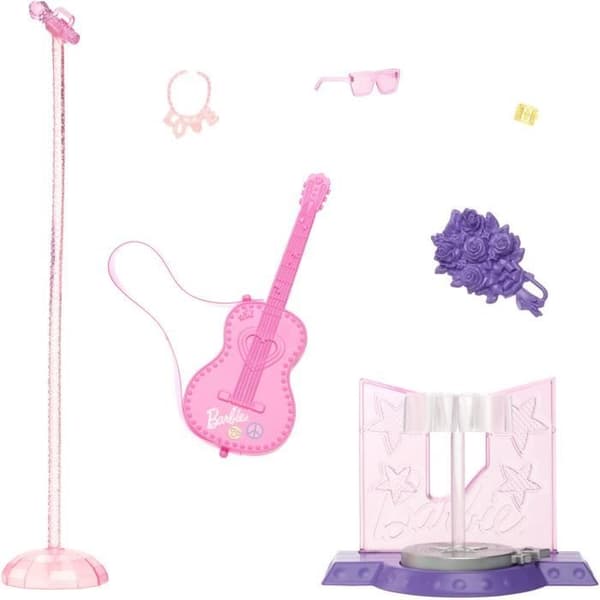 Coffret Barbie - Yrken 65:eårsdag - Popstjärna - 1 docka - 10 tillbehör - Interaktiv
