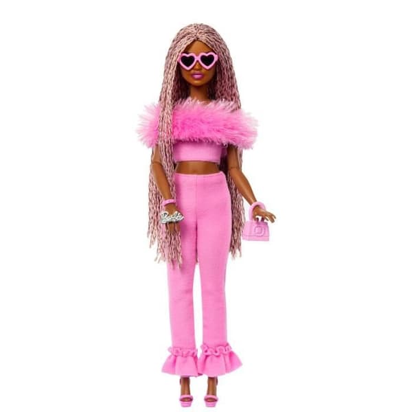 Barbie-Deluxe Stil-Docka Barbie Med Rosa Kombinationsdräkt Mjuk Tyg - 4 år+ - HYV28