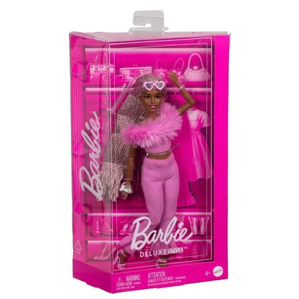 Barbie-Deluxe Stil-Docka Barbie Med Rosa Kombinationsdräkt Mjuk Tyg - 4 år+ - HYV28