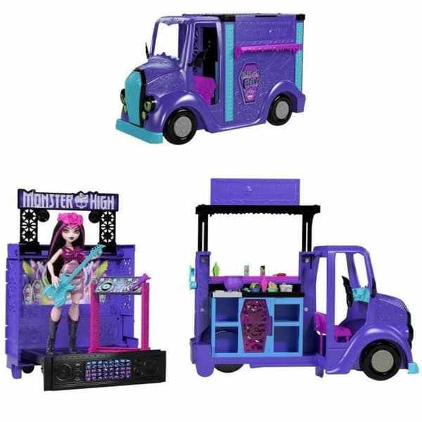 Babydukke med tilbehør Monster High Tour Bus Rock Sang-sationnel