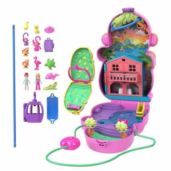 Babydocka med tillbehör Polly Pocket Mommy Monkey and Baby