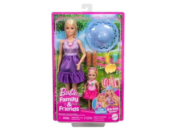 Barbie-nuket ja tarvikkeet Family & Friends -sarjasta, piknik-aiheinen leikkisetti, jossa on 2 nukkea ja 9 tarviketta