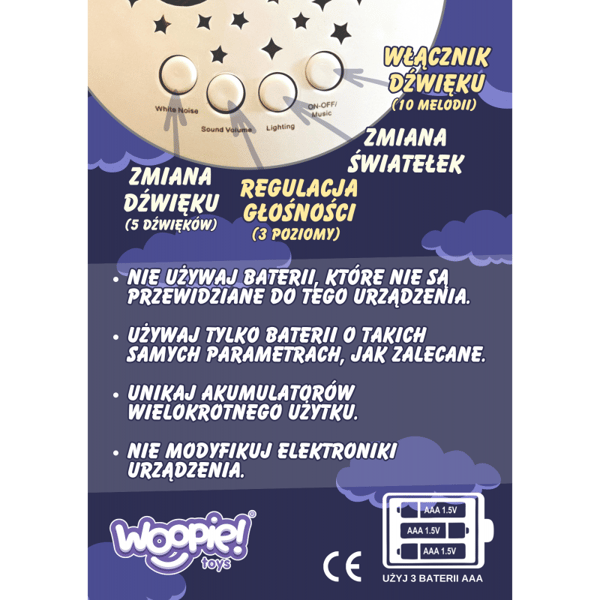WOOPIE BABY 2in1 unileluprojektori - 10 kehtolaulua - nalle