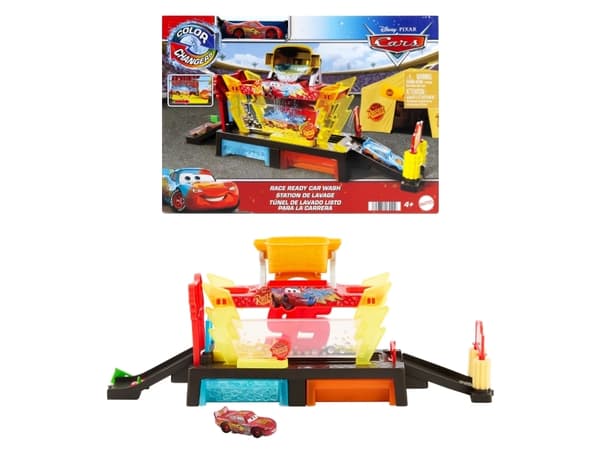 Disney Pixar Cars Bilar från Disney och Pixar lekset med biltvätt som ändrar färg på bilen och gör den redo för tävling, Biltvätt, 4 År, Multifärg