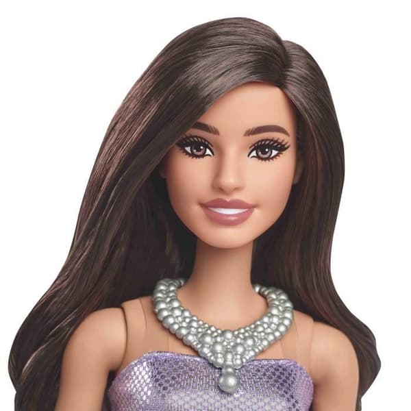 Barbie-Fashionistas-Bärna Brun i Lila Klänning - 3 år+ - HYT92