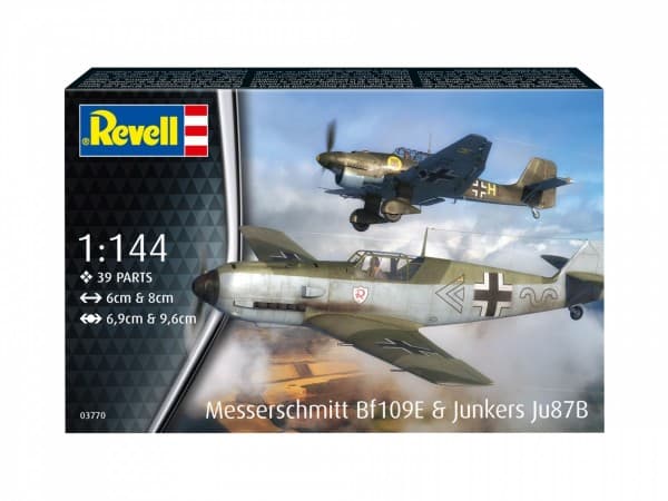 Plywood modellflygplan ME BF109E &amp; Junkers JU87B 1/144 Revell