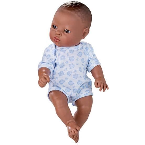 Berjuan Newborn Doll - Vit/Blå Vinyl/Textil - 30cm - Tjej - Levereras med blöja