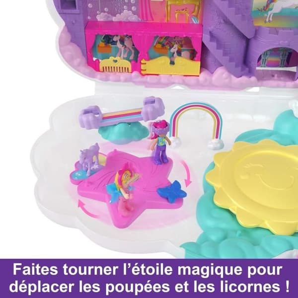 Polly Pocket Coffret 2-i-1 Regnbågsenhörning Frisörsalong med Stylingshuvud