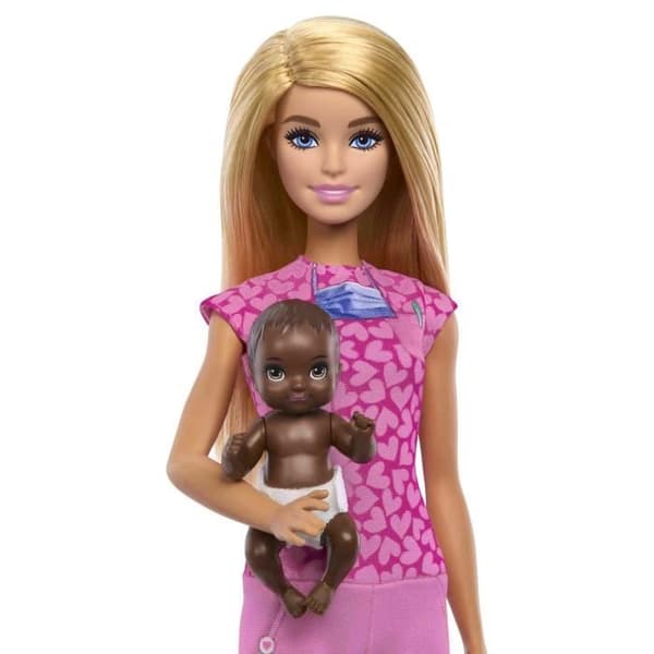 Barbie-Coffret Barbie Pédiatre-Docka Blond Och Docka Bebis - 3 år+- JCR72