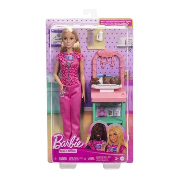 Barbie-Coffret Barbie Pédiatre-Docka Blond Och Docka Bebis - 3 år+- JCR72