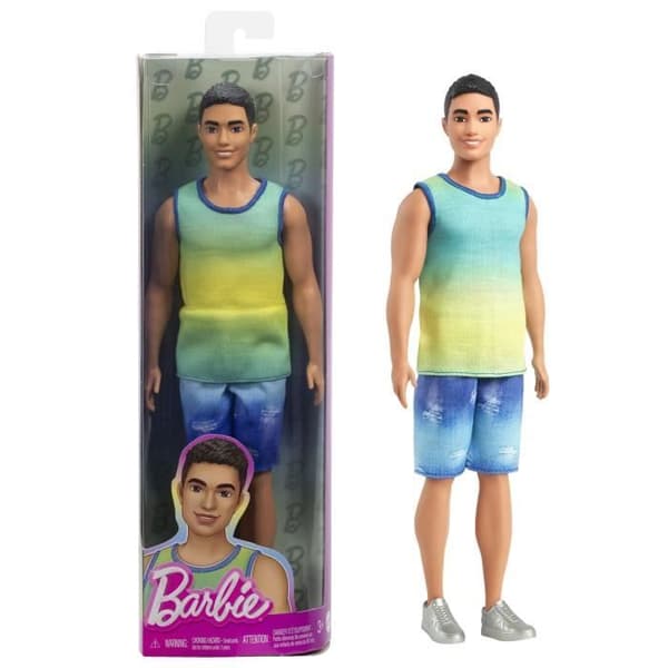 Barbie-Fashionistas-Docka Ken Med Gradient T-shirt Och Jeansshorts - 3 år+ - HYV00